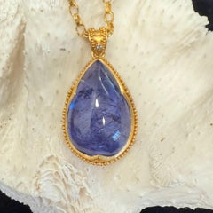Steven Battelle 35.1 Carat Tanzanite Diamond 22K Gold Pendant