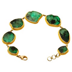Steven Battelle 35.4 Carats Zambian Emerald 18K Gold Bracelet