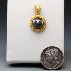 Steven Battelle 3.7 Carats Black Diamond Granulated 22K Gold Pendant