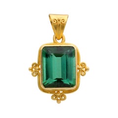 Steven Battelle 3,8 Karat Grüner Turmalin 18K Gold Anhänger