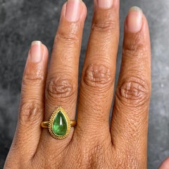 Steven Battelle 3.8 Carats Tsavorite Cabochon 22K Gold Ring