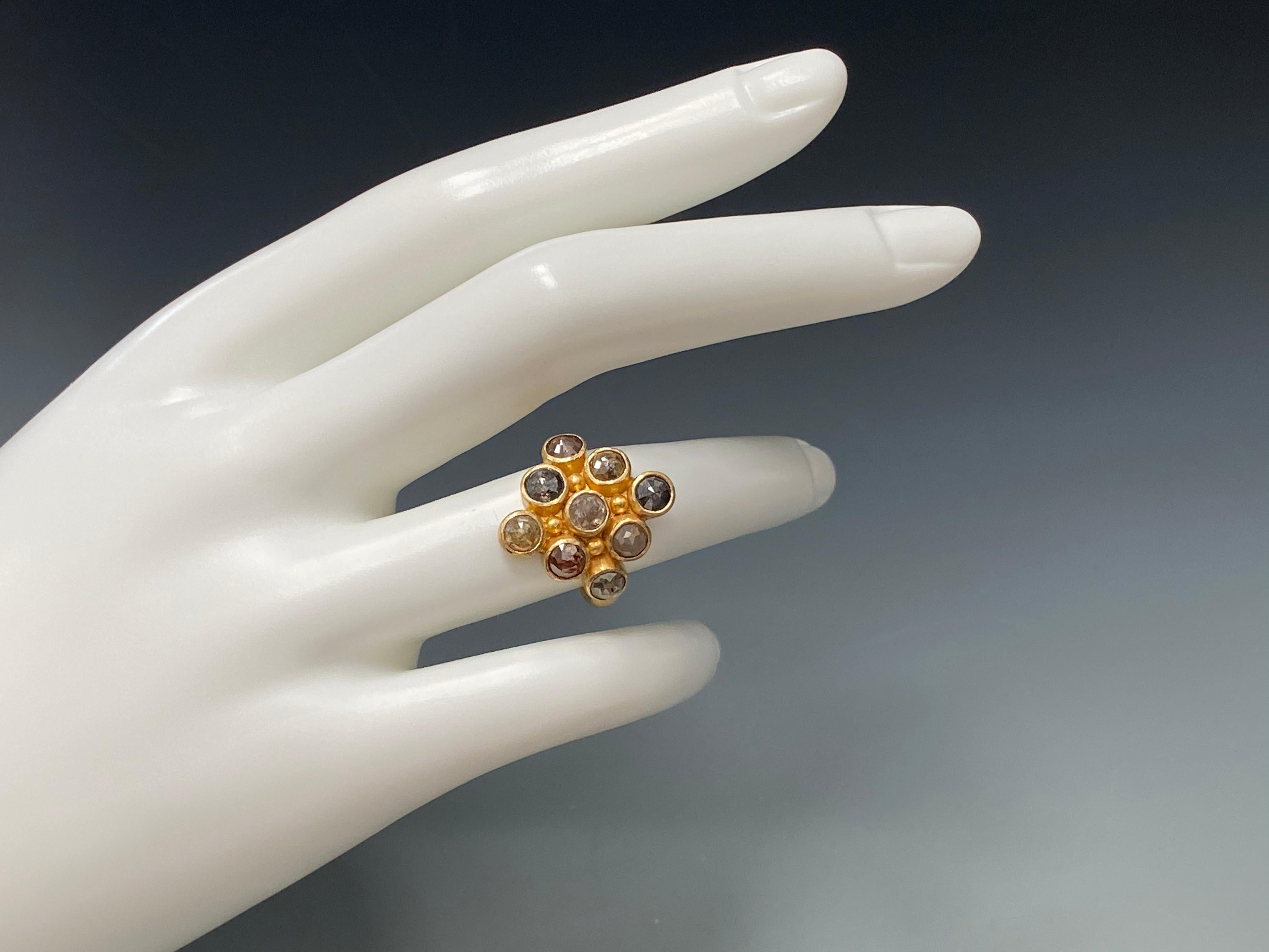 Steven Battelle Anello in oro 18 carati con diamanti grezzi colorati da 3,9 carati In condizioni Nuovo in vendita a Soquel, CA