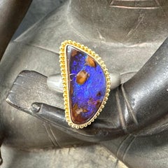 Steven Battelle 4 Carats Boulder Opal Sterling 18k Gold Ring