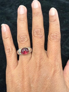 Steven Battelle 4.0 Carats Cabochon Pink Tourmaline 18K Gold /Sterling Ring