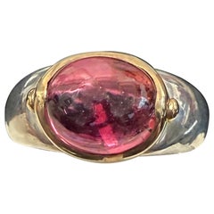Steven Battelle 4.0 Carats Cabochon Pink Tourmaline 18K Gold /Sterling Ring