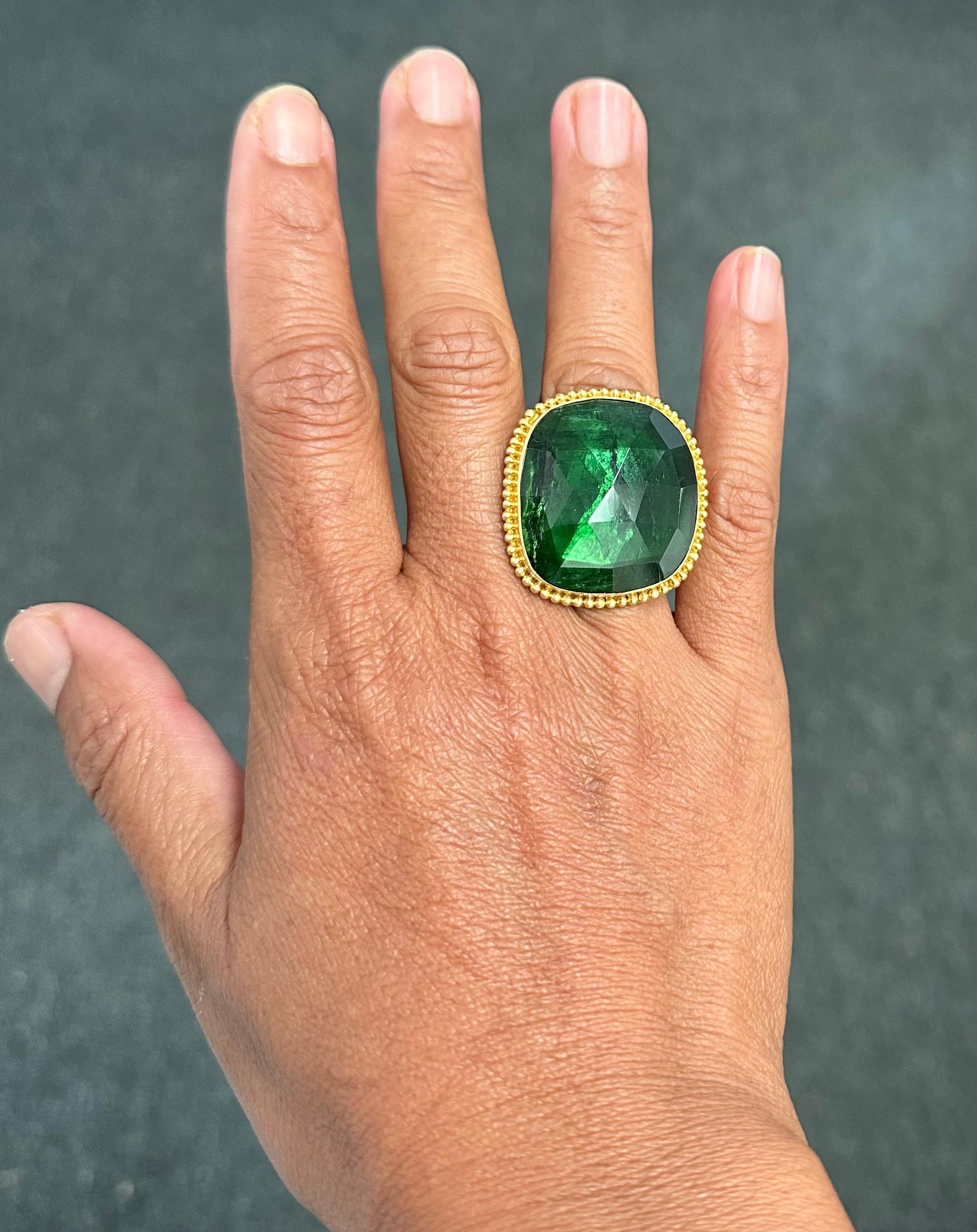 Steven Battelle 40,3 Karat Grüner Turmalin 18K Gold Cocktail-Ring 4