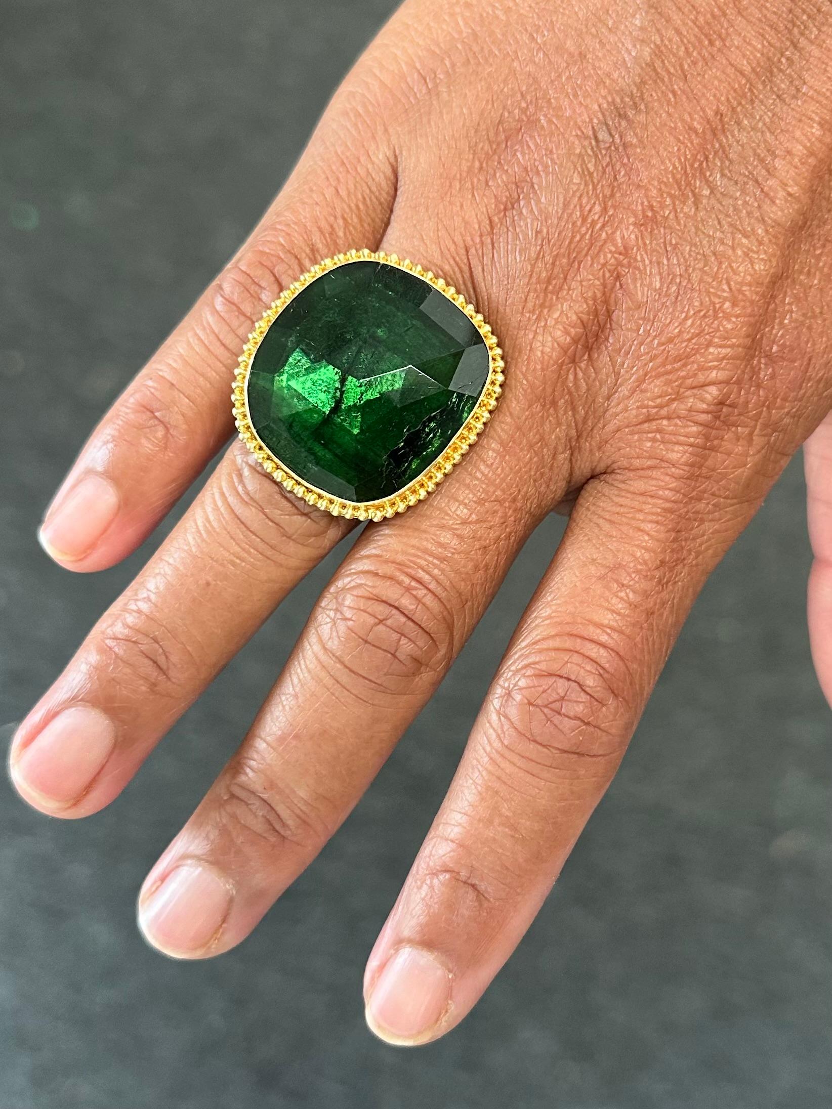 Steven Battelle 40,3 Karat Grüner Turmalin 18K Gold Cocktail-Ring 5