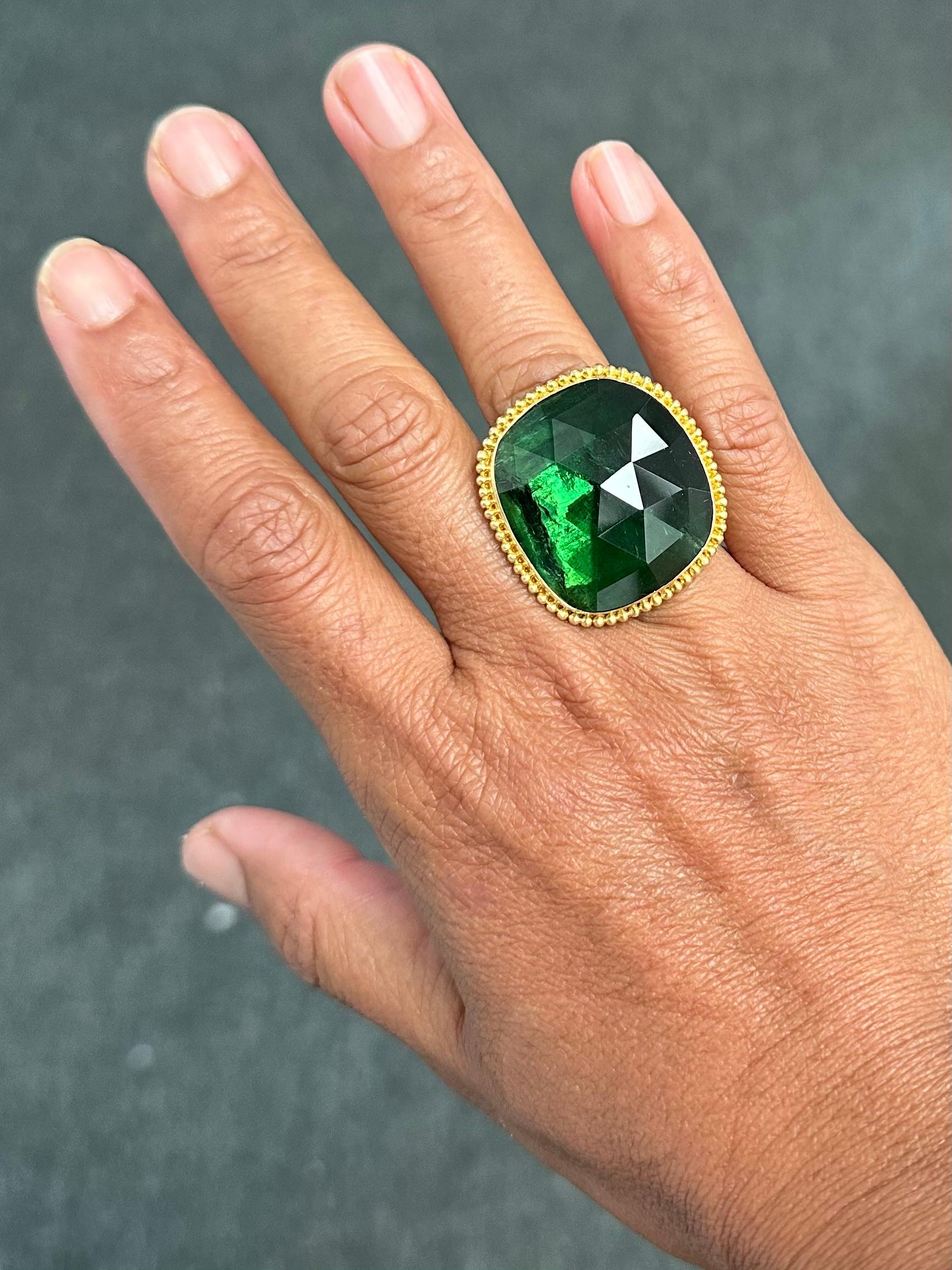 Steven Battelle 40,3 Karat Grüner Turmalin 18K Gold Cocktail-Ring 3