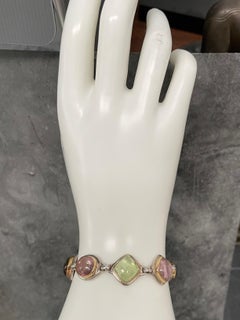 Steven Battelle 40.5 Carats Tourmaline Silver 18K Gold Bezel Bracelet