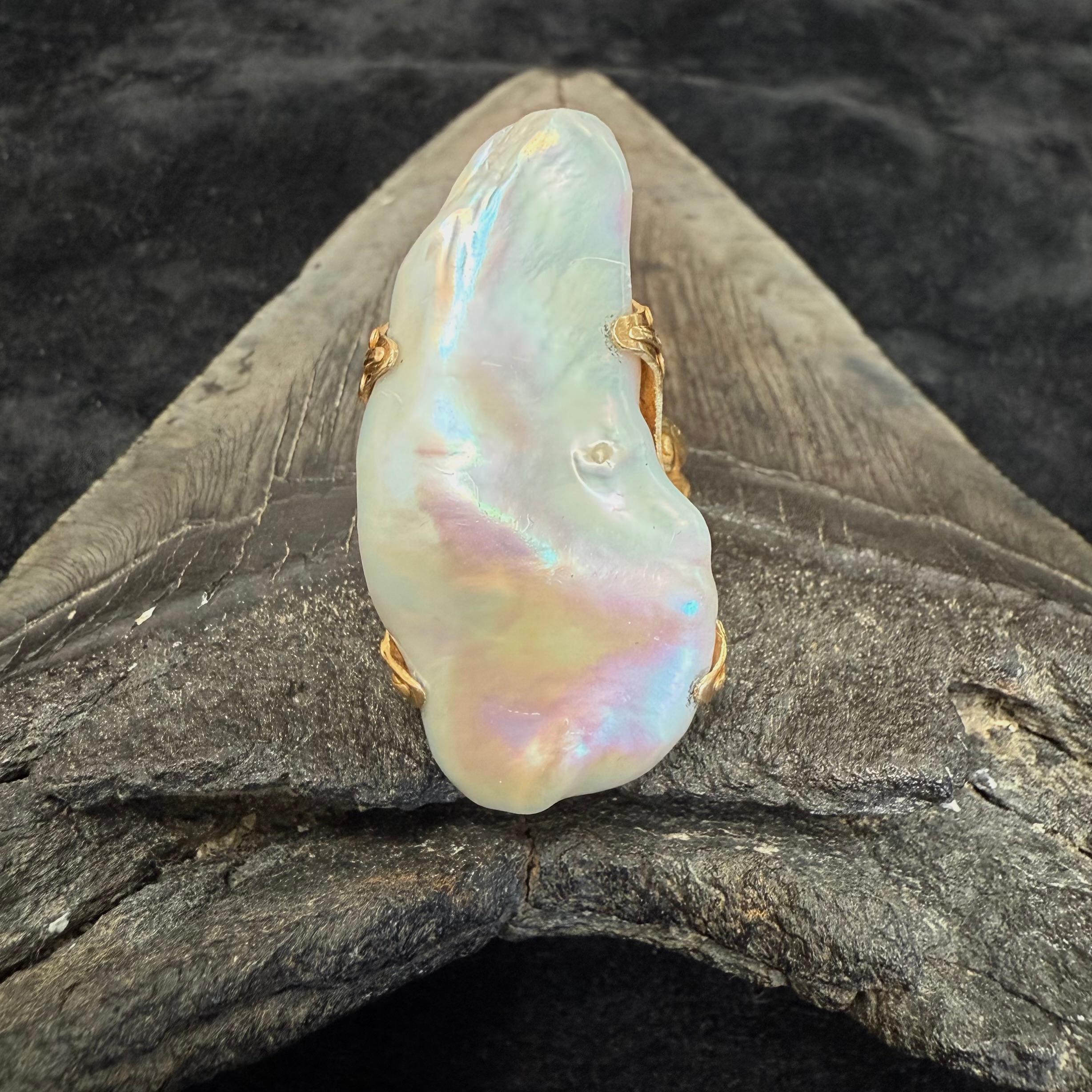 Bague en or 18 carats Steven Battelle 40,5 carats de perles d'eau douce blanches Neuf - En vente à Soquel, CA