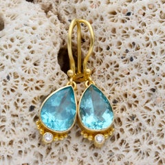 Steven Battelle 4.1 Carats Apatite Diamond 18K Gold Earrings