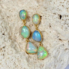 Steven Battelle 4.1 Carats Ethiopian Opal 18K Gold Post Earrings