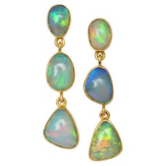 Steven Battelle 4.1 Carats Ethiopian Opal 18K Gold Post Earrings