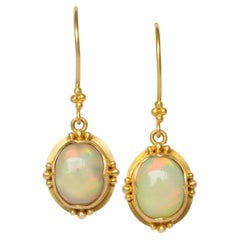 Steven Battelle 4.1 carats Ethiopian Opal 18K Gold Wire Earrings