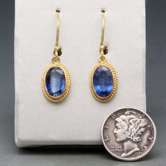 Steven Battelle 4.2 Carats Kyanite 18K Gold Earrings
