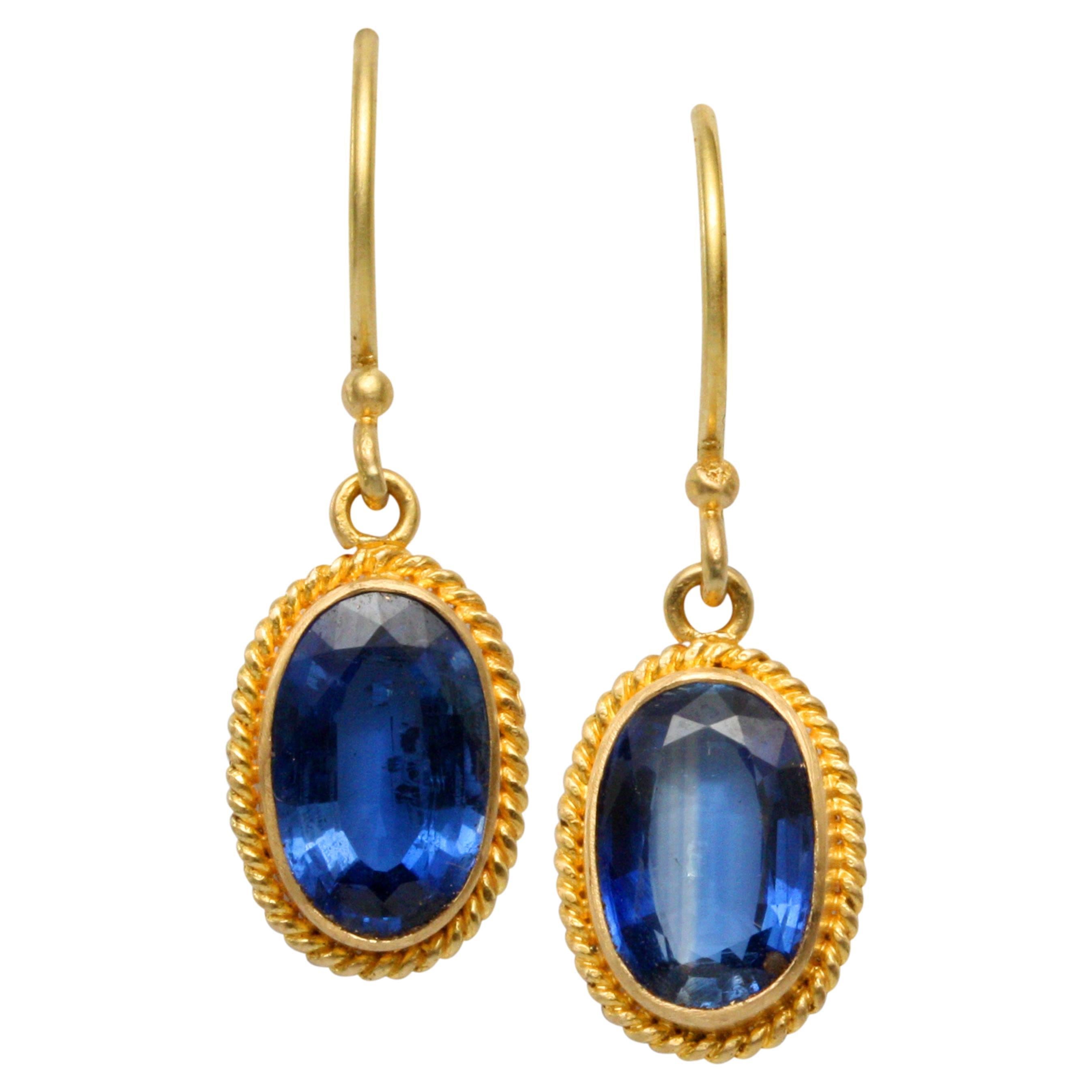 Steven Battelle 4.2 Carats Kyanite 18K Gold Earrings