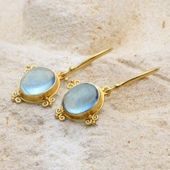 Orecchini in oro 18K con acquamarina da 4,3 carati di Steven Battelle