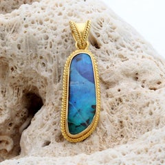 Steven Battelle 4.3 Carats Australian Boulder Opal 18K Gold Pendant