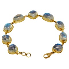 Steven Battelle 44.7 Carats Rainbow Moonstone 18K Gold and Silver Bracelet