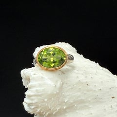 Steven Battelle 4.5 Carats Faceted Peridot 22K Gold/Sterling Ring