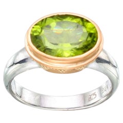 Steven Battelle 4,5 Karat facettierter Peridot Sterling 22K Goldring