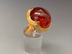 Steven Battelle 47,2 carati di tormalina rosa-arancio con diamanti a 22 carati