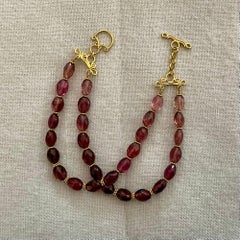 Steven Battelle 47.5 Carats Pink Tourmaline Beads 18K Gold Bracelet