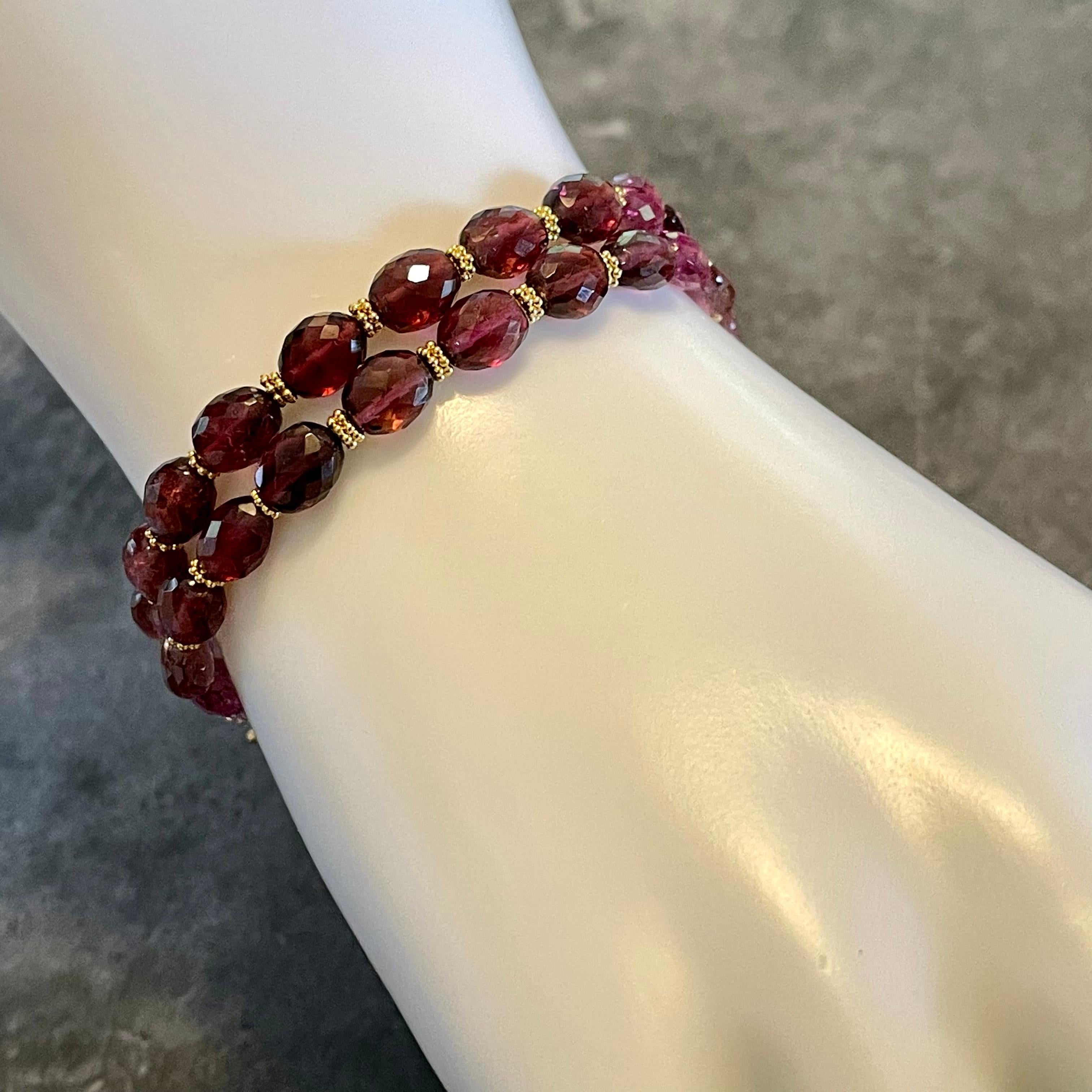 Steven Battelle 18 Karat Goldarmband mit 47,5 Karat rosa Turmalinperlen im Angebot 2