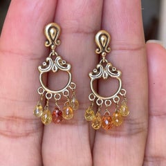 Steven Battelle 4.8 Carats Multicolored Sapphire Drops 18K Gold Post Earrings