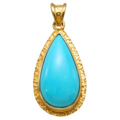 Steven Battelle 4.8 Carats Sleeping Beauty Turquoise 18k Gold Pendant