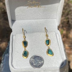 Steven Battelle 4.8 Carats Blue Tourmaline 18K Gold Earrings