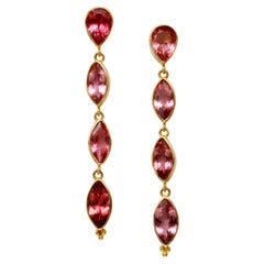 Steven Battelle 4.9 Carats Pink Tourmaline 18K Gold Post Earrings