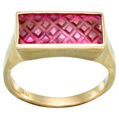 Steven Battelle 5.0 Carats Carved Pink Tourmaline 18K Gold Ring