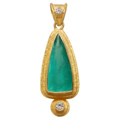Steven Battelle Pendentif en or 18 carats avec diamants et émeraude de 5,0 carats