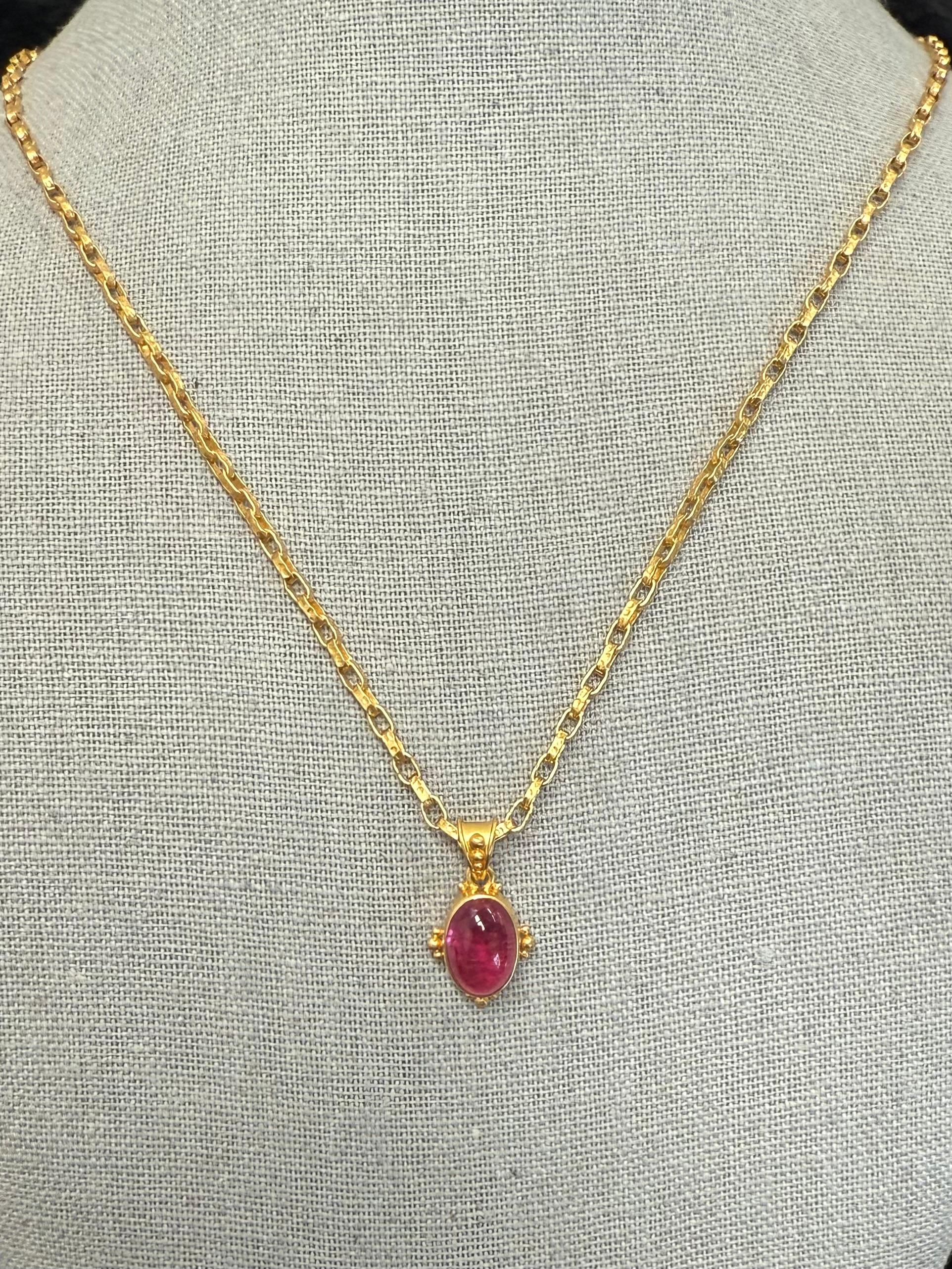 Ciondolo in oro 18K con tormalina rosa da 5,0 carati di Steven Battelle in vendita 5