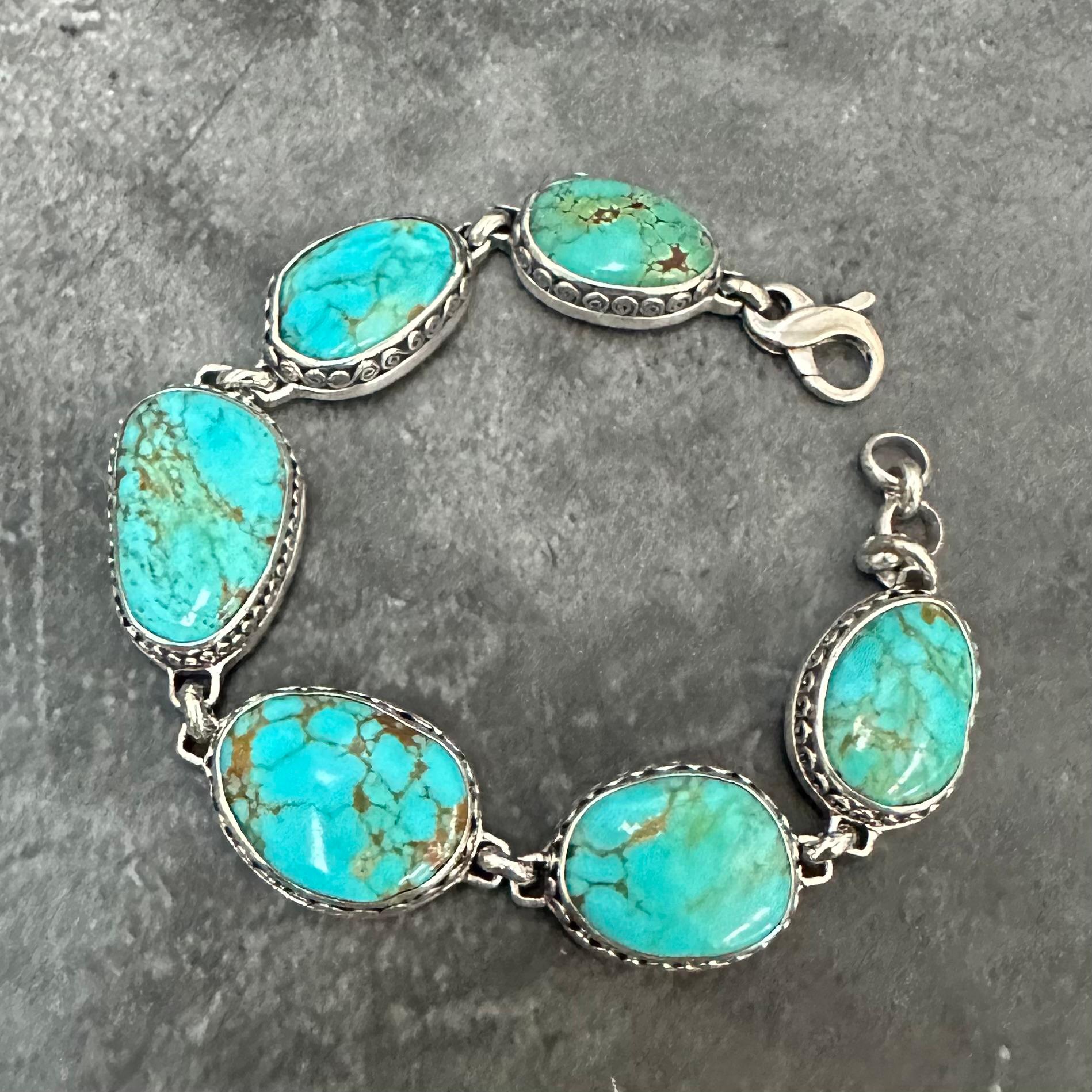 Steven Battelle 50.1 Carats Arizona Turquoise Sterling Silver Bracelet For Sale 5