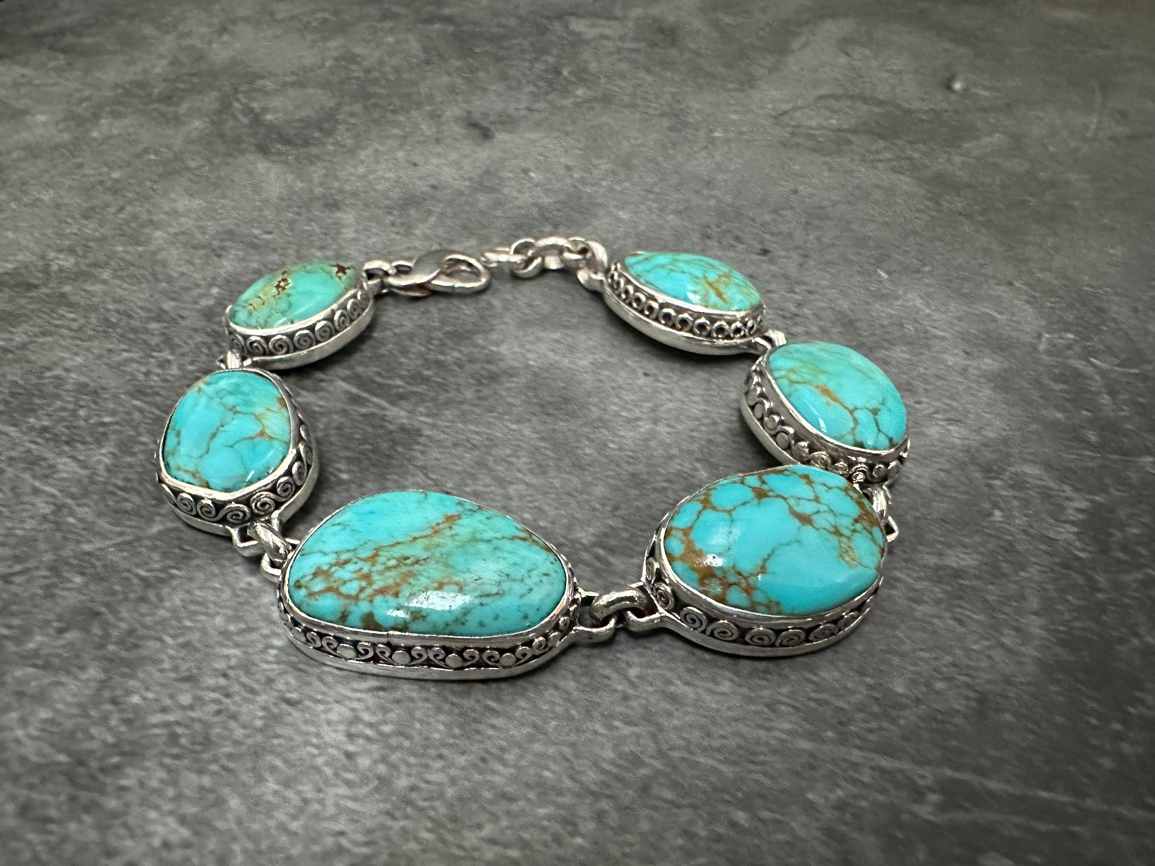 Steven Battelle 50.1 Carats Arizona Turquoise Sterling Silver Bracelet For Sale 6