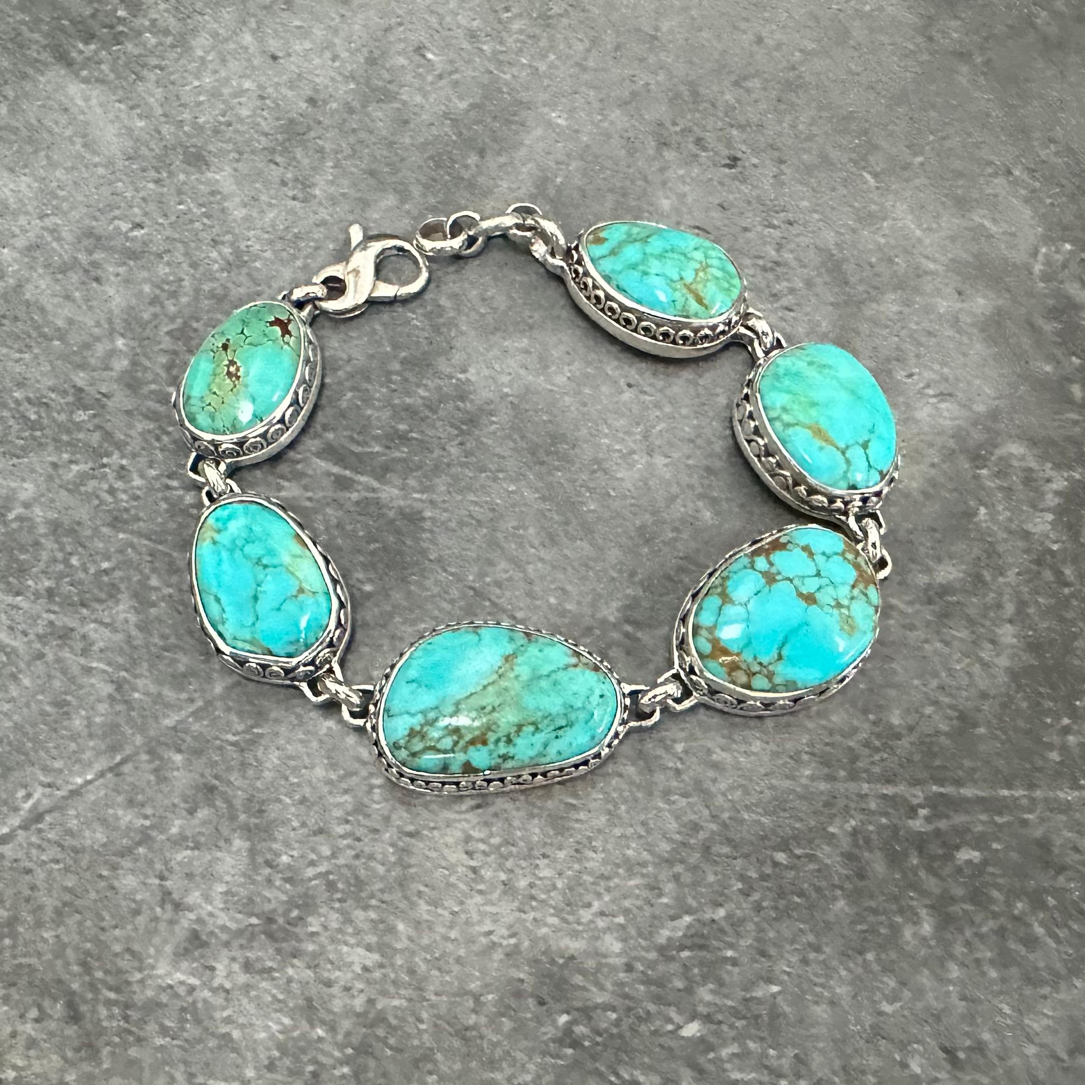 Steven Battelle 50.1 Carats Arizona Turquoise Sterling Silver Bracelet For Sale 7