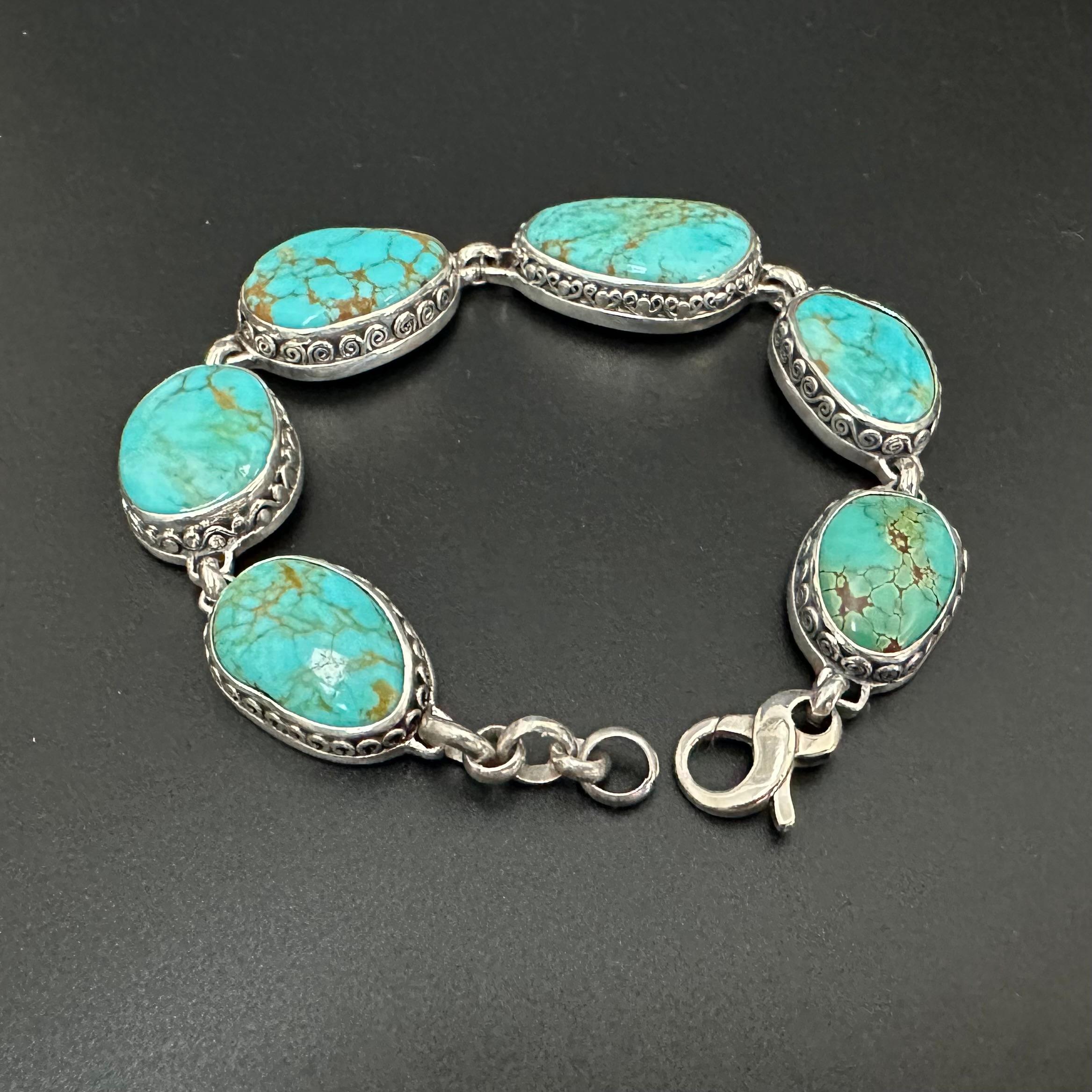Steven Battelle 50.1 Carats Arizona Turquoise Sterling Silver Bracelet For Sale 1