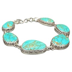 Steven Battelle 50.1 Carats Arizona Turquoise Sterling Silver Bracelet