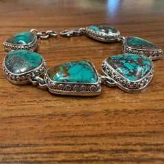 Steven Battelle Bracciale in argento sterling con turchese dell'Arizona da 50.3 carati