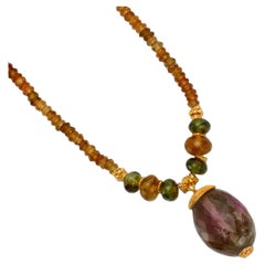 Steven Battelle 50.5 Carats Tourmaline Tundra Sapphire 22K Gold Beaded Necklace