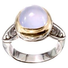 Steven Battelle 5.1 Carats Blue Calcedony 18K Gold/Sterling Silver Ring