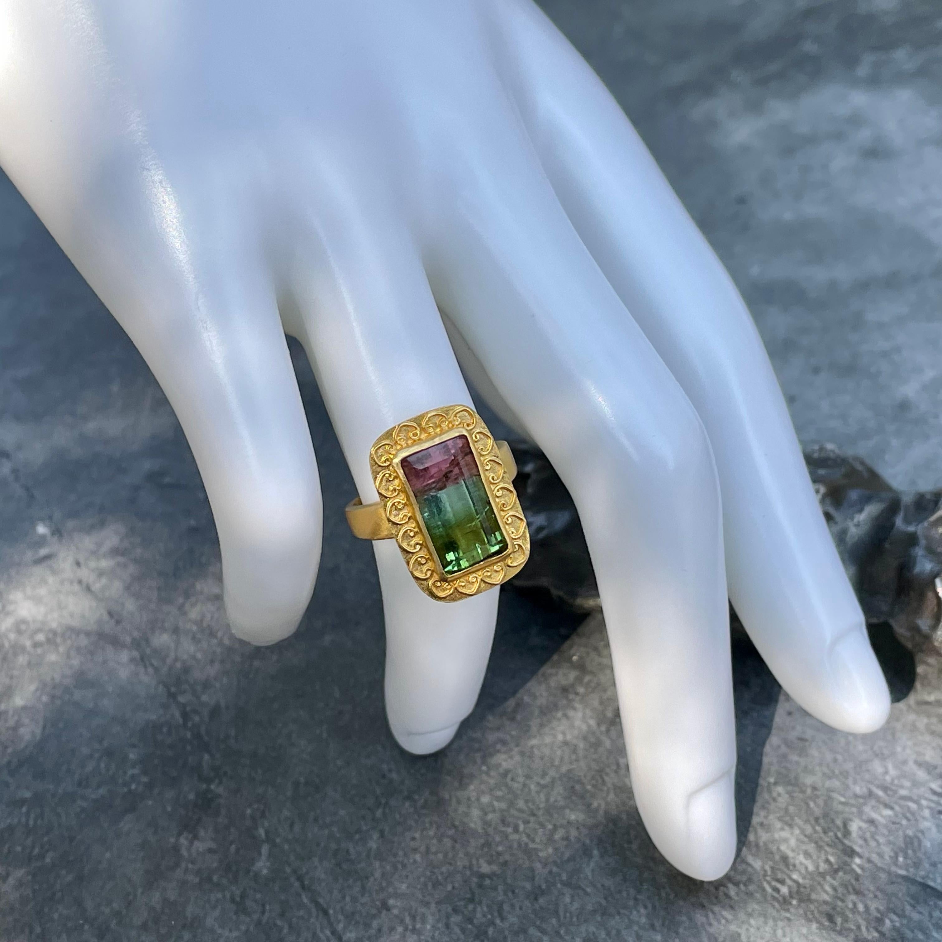 vintage watermelon tourmaline ring