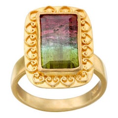 Steven Battelle 5.1 Carats Watermelon Tourmaline 22K Gold Ring