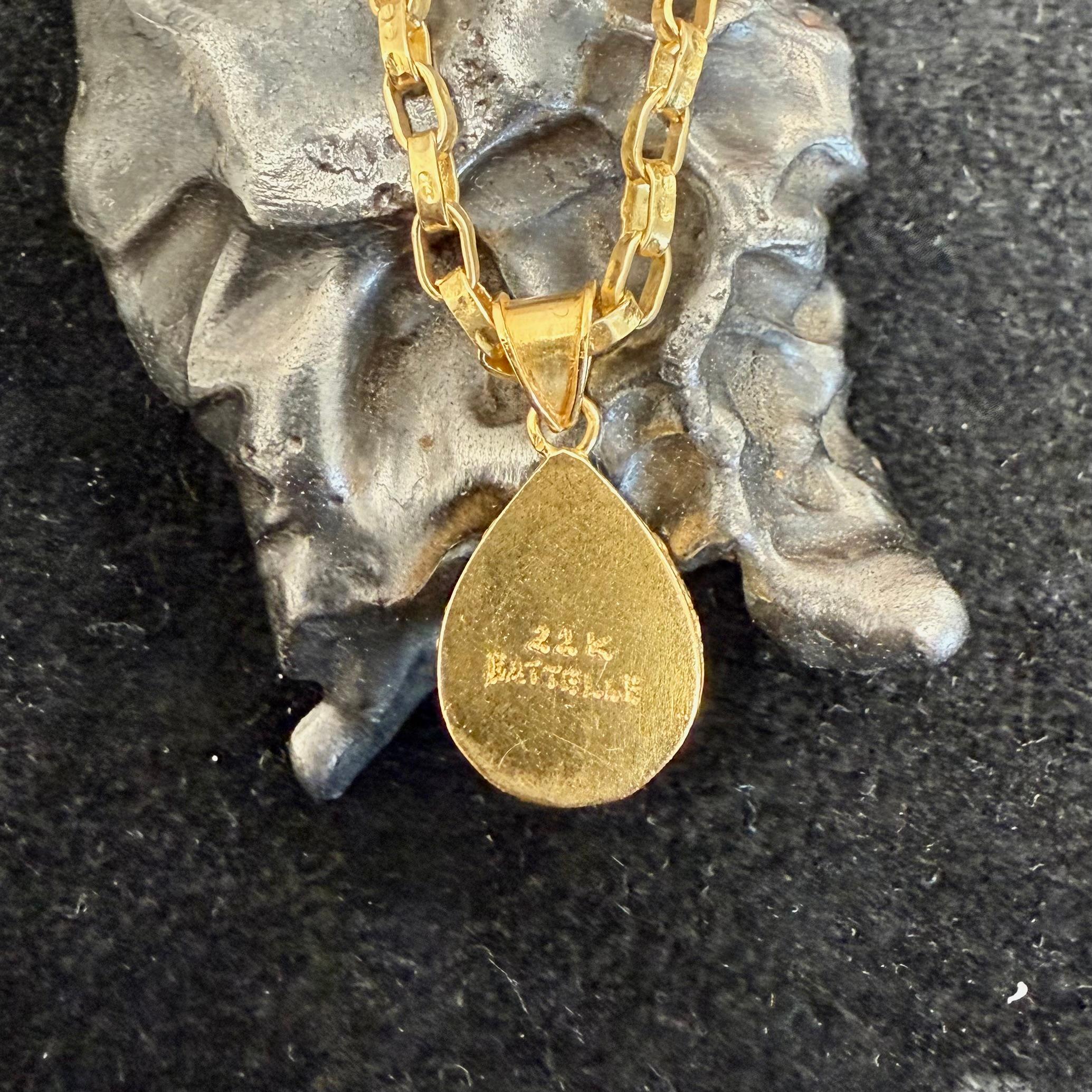 Pendentif en or 18 carats Steven Battelle 5,3 carats pierre de lune arc-en-ciel en vente 3