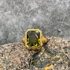 Steven Battelle 5.5 Carat Octagonal Green Tourmaline 22K Gold Ring
