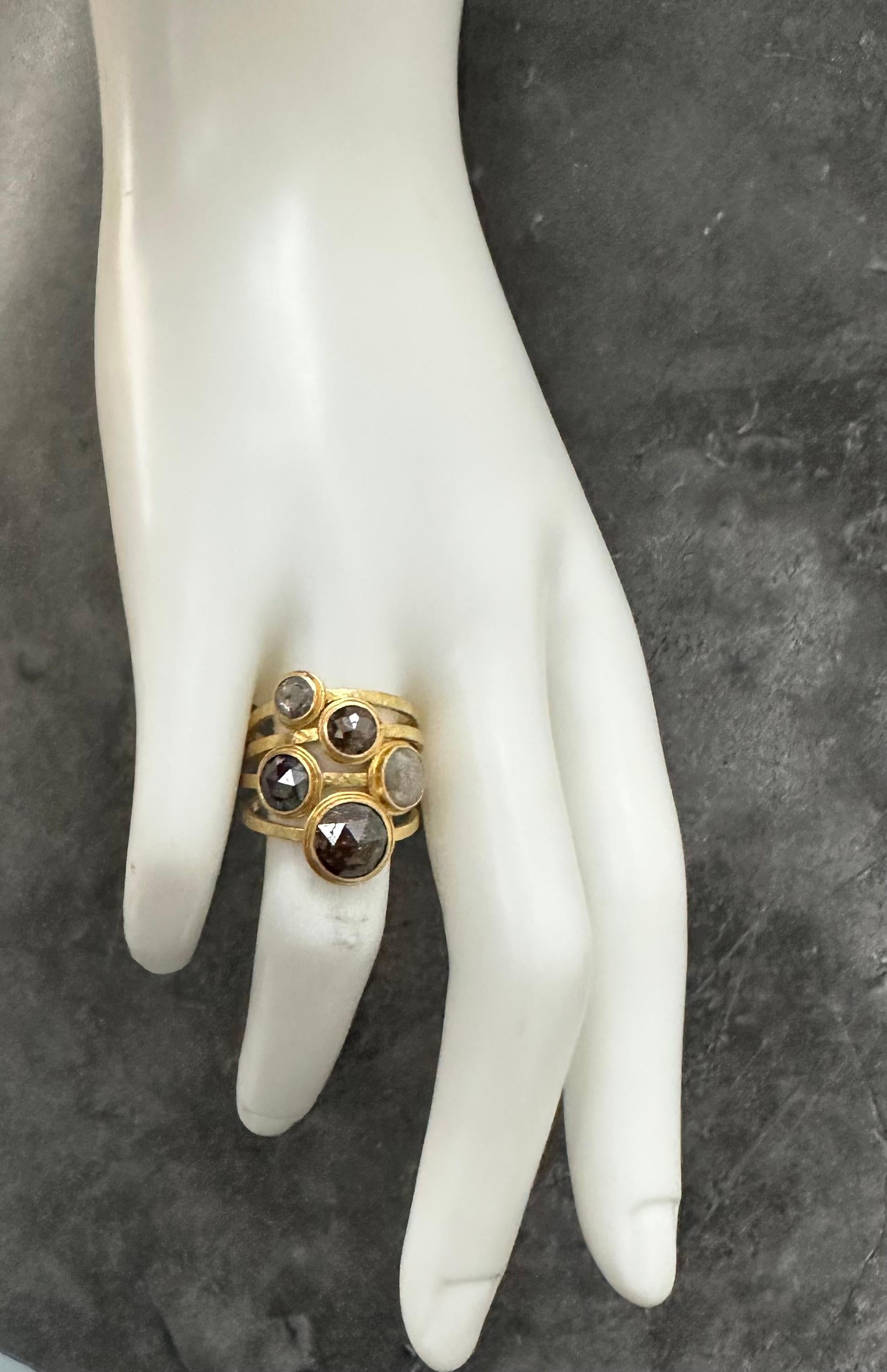 Steven Battelle 5.5 Carats Multi-Stone Natural Diamond 18K Gold Ring For Sale 6