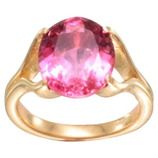 5.5 Carats Pink Tourmaline 18k Gold Ring For Sale