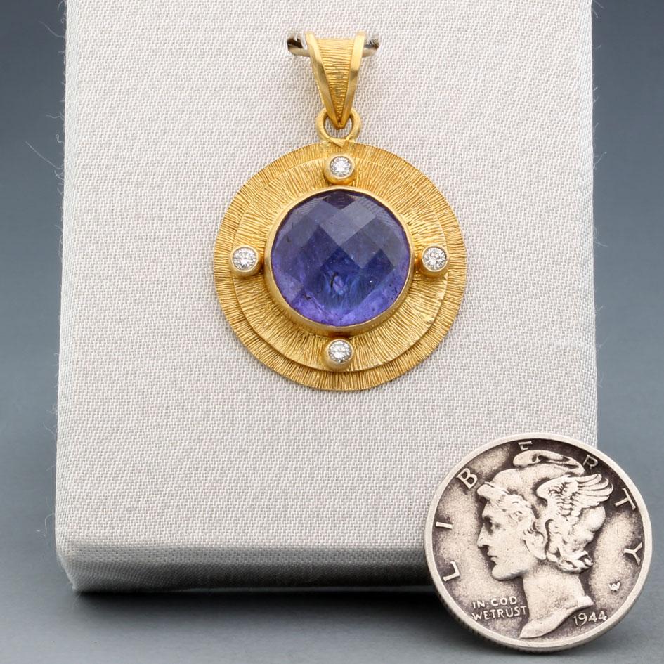Steven Battelle Ciondolo in oro 18 carati con tanzanite e diamanti taglio rosa da 5,5 carati In condizioni Nuovo in vendita a Soquel, CA
